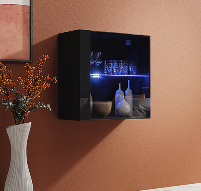 Mueble colgante modelo Baza LD 60x60 en color negro con LED