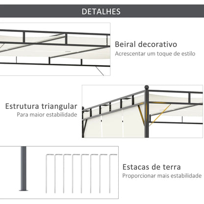 Pérgola de Jardim com Teto Retrátil em Aço - 3x3m