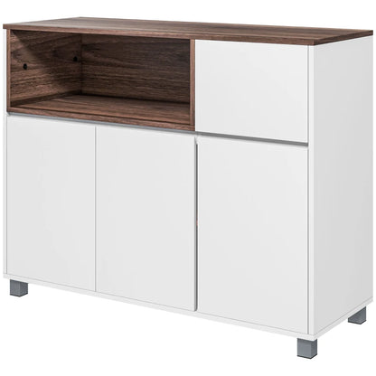 Aparador Flamour de 105cm - Nogueira/Branco - Design Moderno