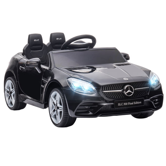 AIYAPLAY Carro Elétrico Mercedes SLC 300 12V para Crianças de 3-6 Anos com Controlo Remoto Faróis LED Buzina Música TF USB e Abertura da Porta 3-5km/h 107x62,5x44 cm Preto