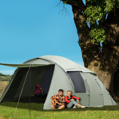 Outsunny Tenda de Campismo para 4-6 Pessoas Tenda de Campismo com Varas de Alumínio Impermeável PU2000 Proteção UV30+ e Bolsa de Transporte 610x385x220 cm Verde