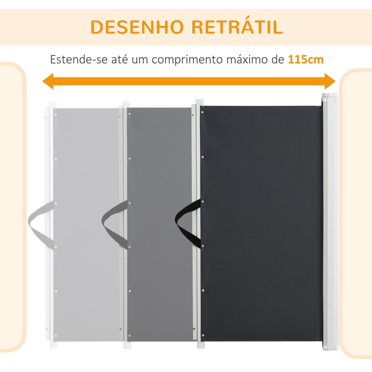 PawHut Barreira de Segurança para Cães Extensível Grade Retrátil para Animais de Estimação com Extensão Aço e Tecido de Textilene para Escadas e Portas 5,5-115x5,5x82,5cm Cinza Escuro