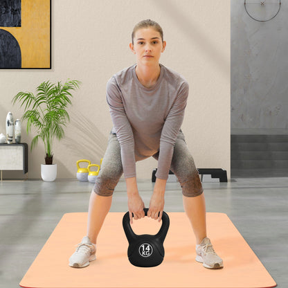 HOMCOM Peso Russo de 14 kg Kettlebell Fitness Preenchido de Areia com Punho Largo Antiderrapante para Exercícios e Treinos em Casa Ginásio 26x18x32 cm Preto