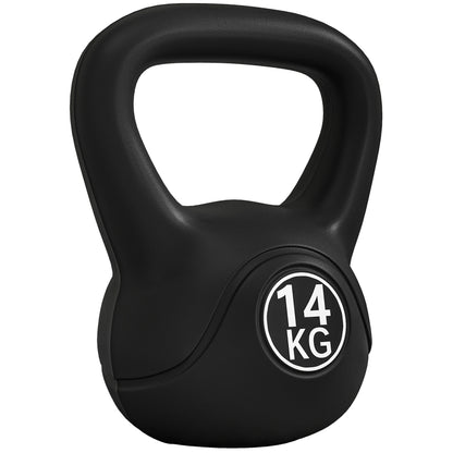 HOMCOM Peso Russo de 14 kg Kettlebell Fitness Preenchido de Areia com Punho Largo Antiderrapante para Exercícios e Treinos em Casa Ginásio 26x18x32 cm Preto