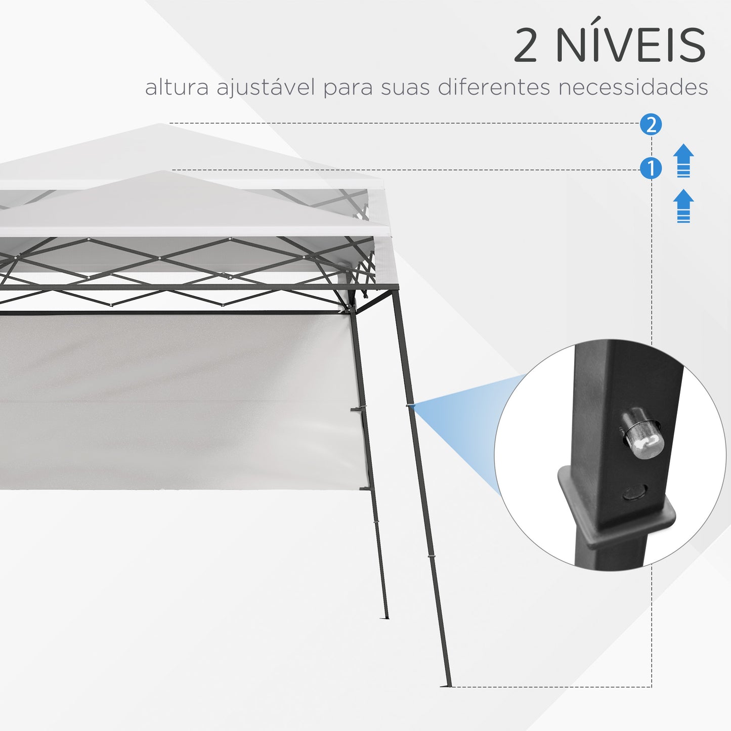 Outsunny Tenda Dobrável 220x220x200 cm Tenda Dobrável com 1 Parede Lateral Bolsa de Transporte Impermeável e Proteção UV50+ para Jardim Pátio Branco