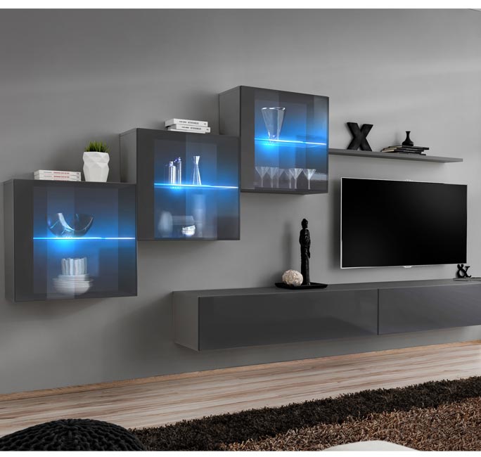 Mueble colgante modelo Baza LD 60x60 en color gris con LED