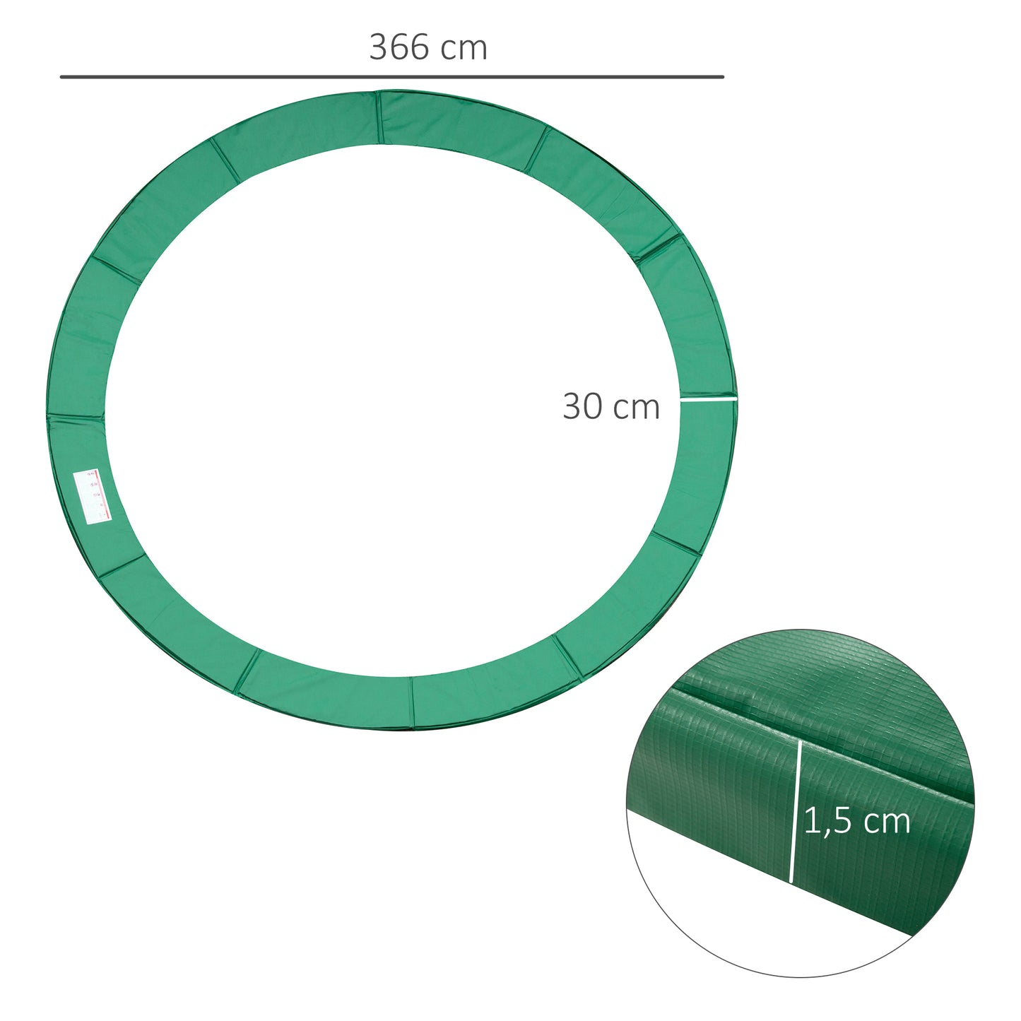 HOMCOM Cobertura de Proteção Ø366 cm de Borda de Trampolim Espuma de Proteção para Trampolim para Exterior Verde