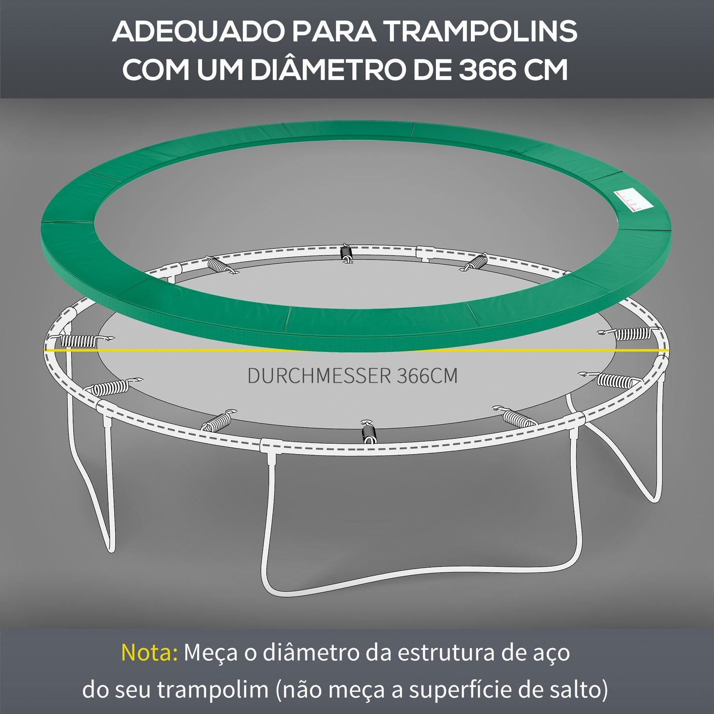 HOMCOM Cobertura de Proteção Ø366 cm de Borda de Trampolim Espuma de Proteção para Trampolim para Exterior Verde