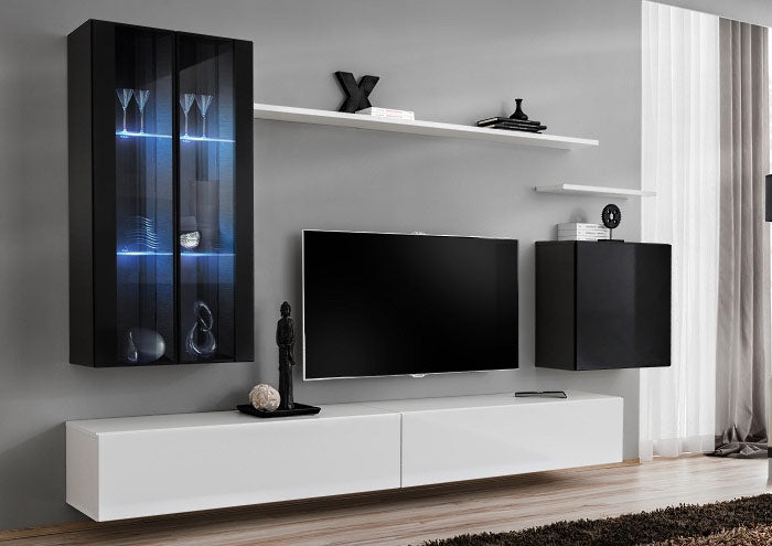 Mueble colgante modelo Baza LD 30x120 en color negro con LED