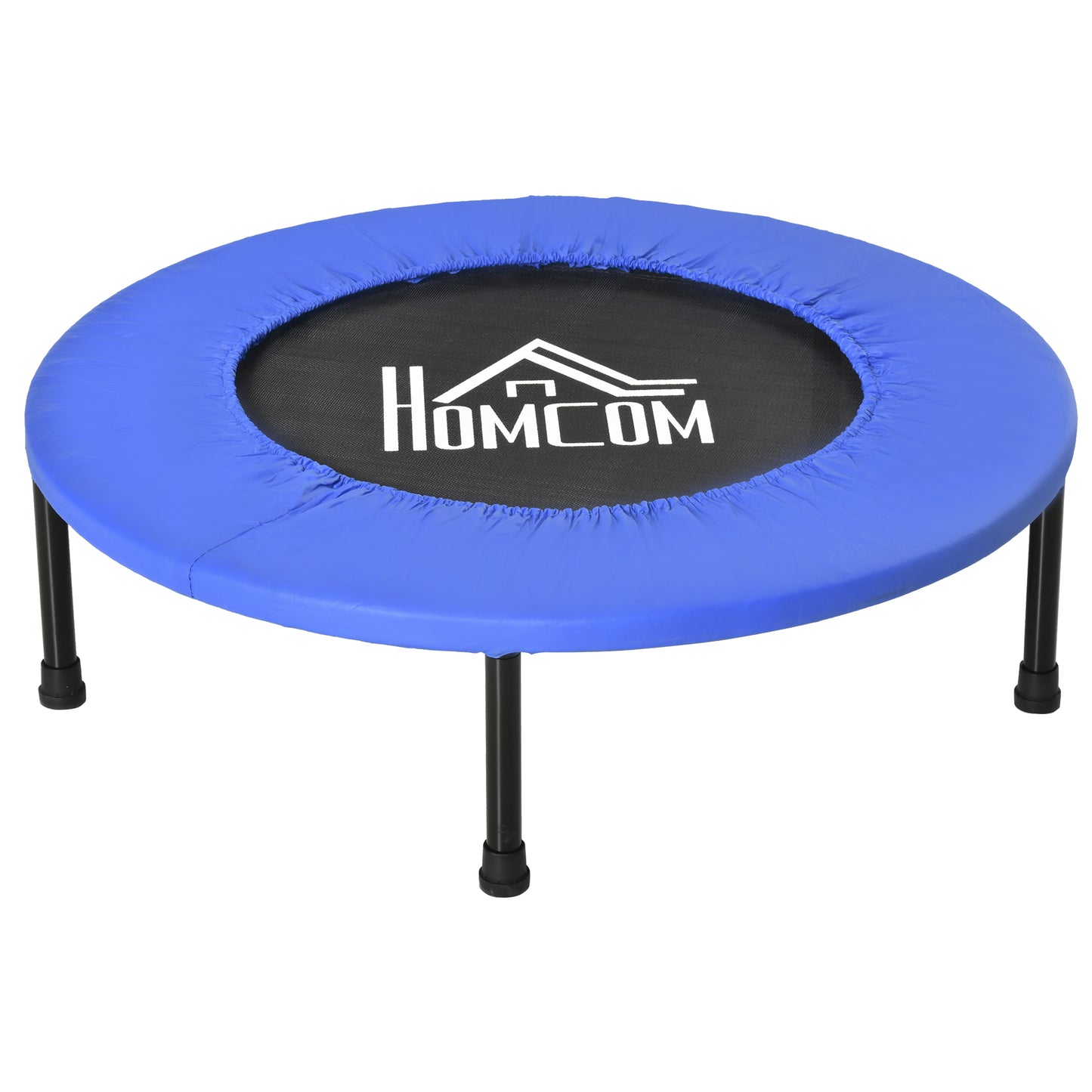 Trampolim Fitness Ø81cm Trampolim de Aço com Borda Protetora e 28 Molas para Exercícios em Interior E Exterior Carga 100kg 81x81x22,5cm Preto e Azul