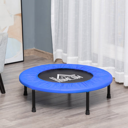 Trampolim Fitness Ø81cm Trampolim de Aço com Borda Protetora e 28 Molas para Exercícios em Interior E Exterior Carga 100kg 81x81x22,5cm Preto e Azul