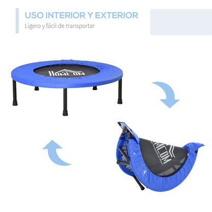 Trampolim Fitness Ø81cm Trampolim de Aço com Borda Protetora e 28 Molas para Exercícios em Interior E Exterior Carga 100kg 81x81x22,5cm Preto e Azul