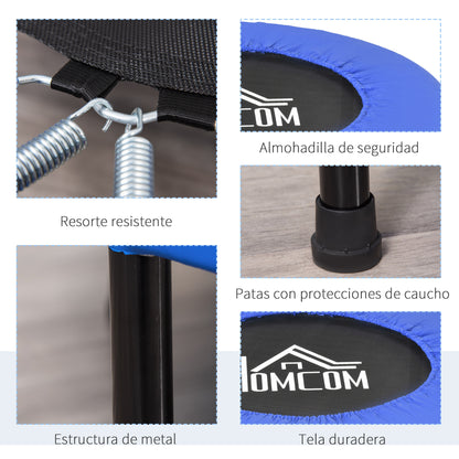 Trampolim Fitness Ø81cm Trampolim de Aço com Borda Protetora e 28 Molas para Exercícios em Interior E Exterior Carga 100kg 81x81x22,5cm Preto e Azul