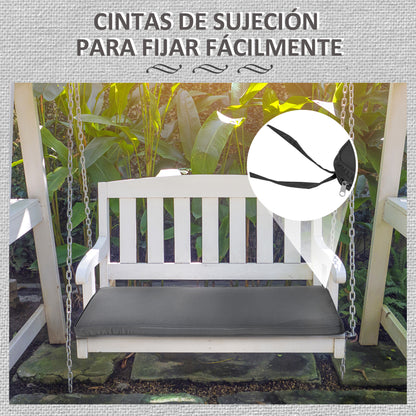 Outsunny Almofada para Banco de Exterior 110x46x5cm Capa Removível e Lavável Almofada Acolchoada para Banco Duplo de Jardim Terraço Cinza