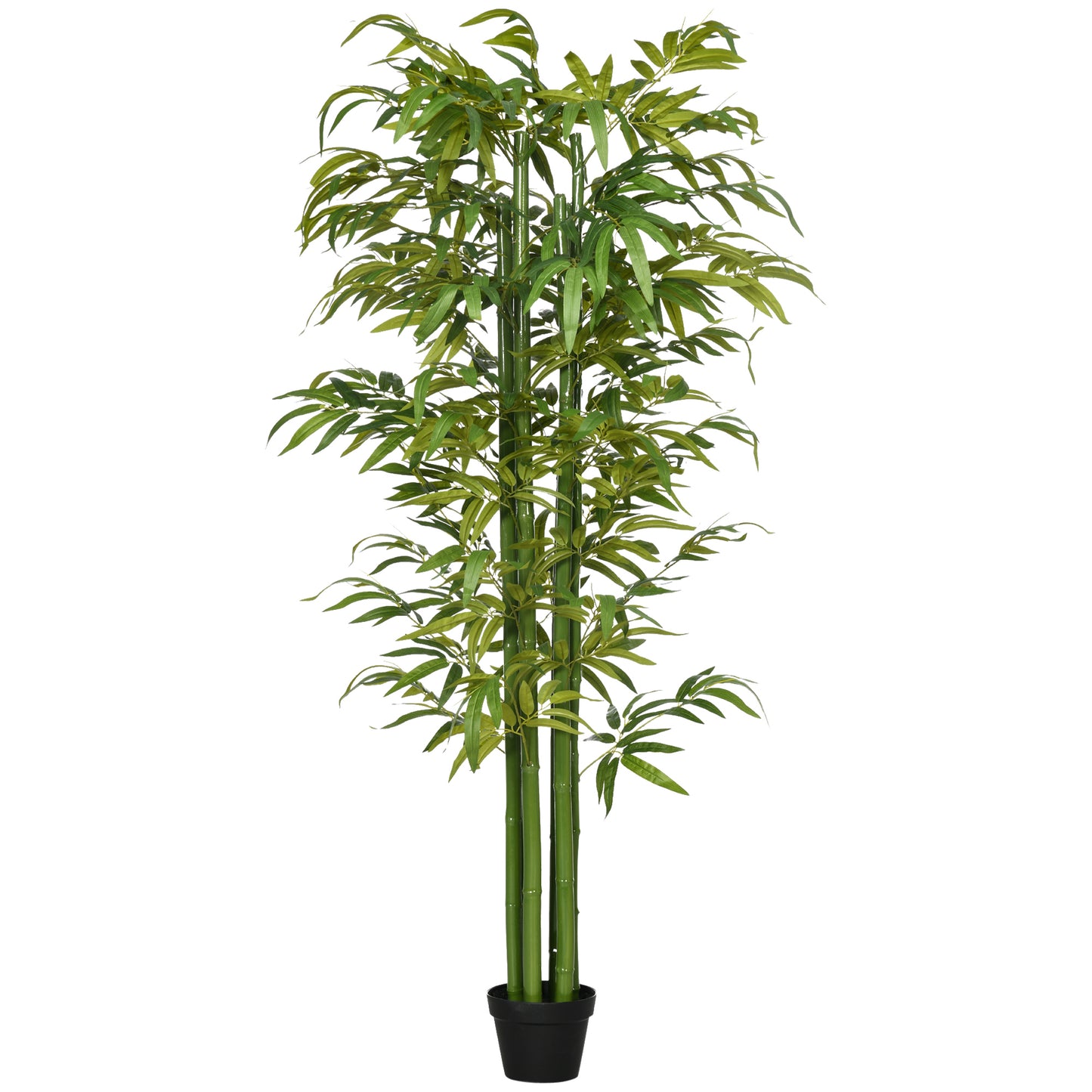 HOMCOM Planta Artificial Bambu em Vaso 180cm Bambu Artificial para Interiores e Exteriores Decoração de Sala de Estar Escritório Ø17x180 cm Verde