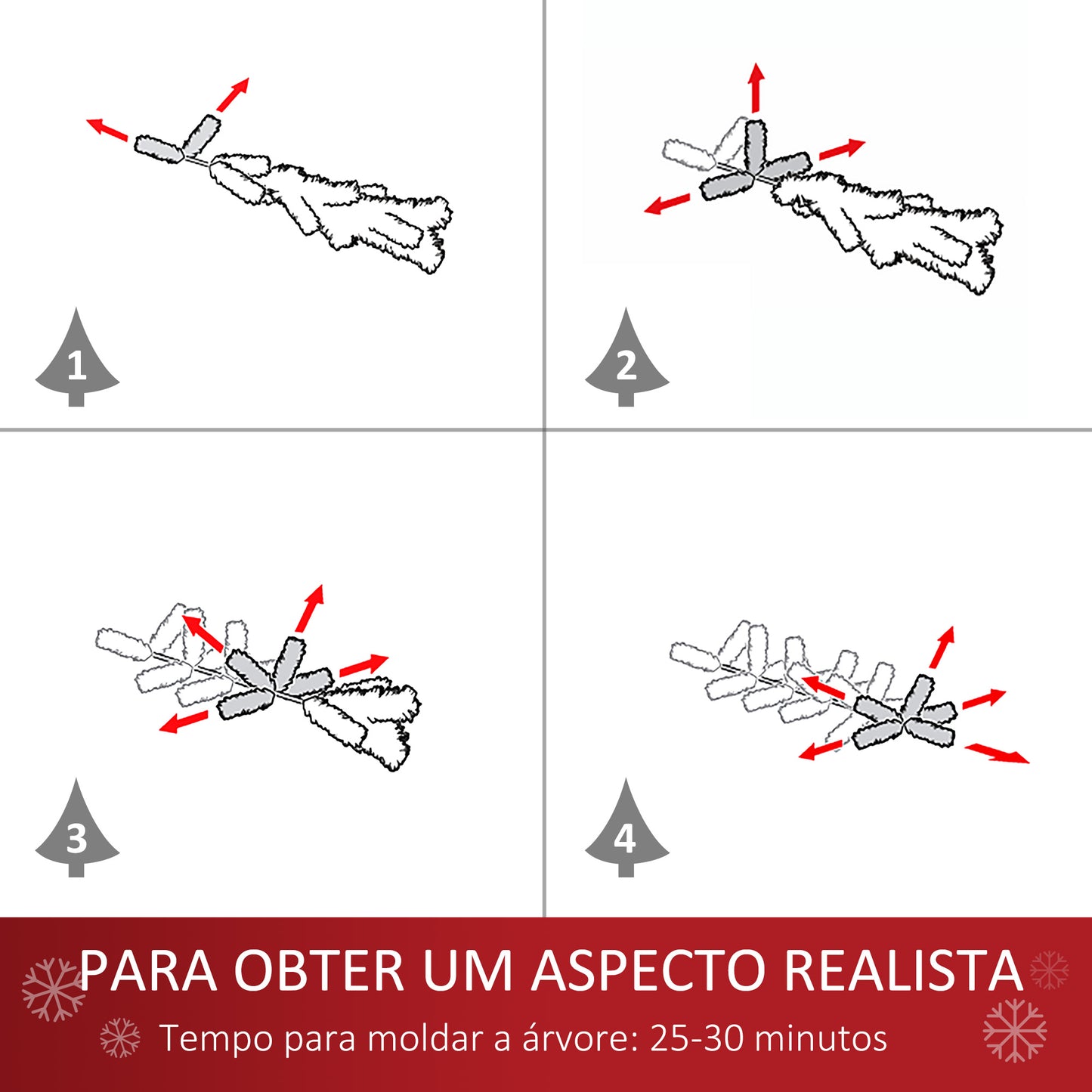 HOMCOM Árvore de Natal Artificial 180cm Ignífugo com 539 Ramos 51 Bagas Folhas de PVC Base Dobrável e Suporte Metálico Decoração de Natal para Interiores Verde