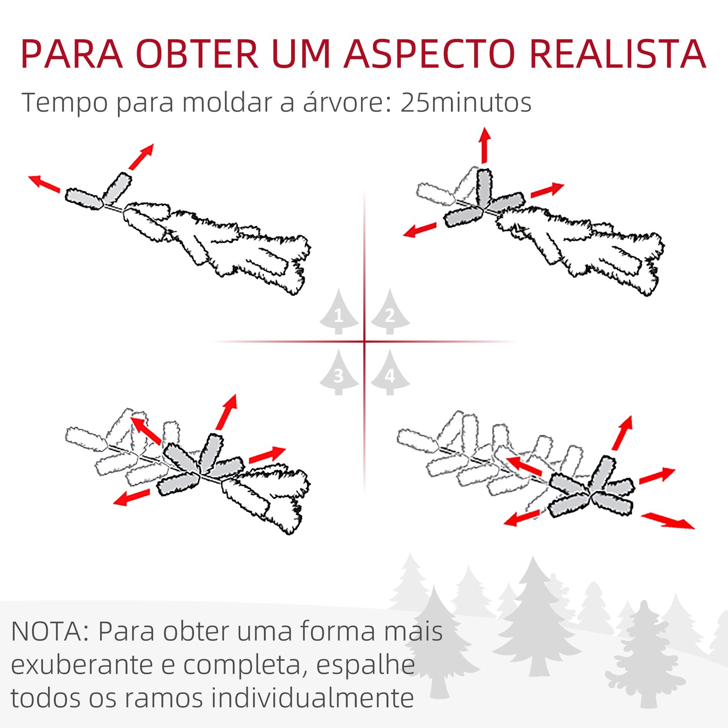 HOMCOM Árvore de Natal 150 cm Árvore de Natal Artificial com 220 Luzes LED 588 Ramos e Suporte de Metal Árvore Natalina para Sala Interior Verde