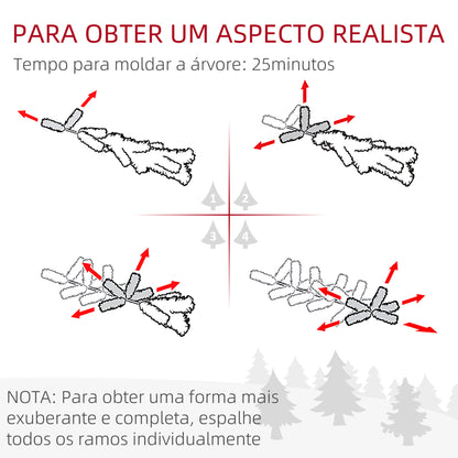 HOMCOM Árvore de Natal 150 cm Árvore de Natal Artificial com 220 Luzes LED 588 Ramos e Suporte de Metal Árvore Natalina para Sala Interior Verde