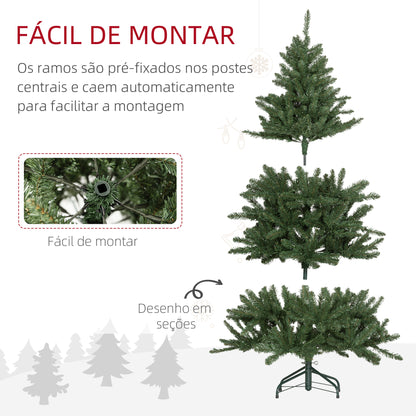 HOMCOM Árvore de Natal 150 cm Árvore de Natal Artificial com 220 Luzes LED 588 Ramos e Suporte de Metal Árvore Natalina para Sala Interior Verde