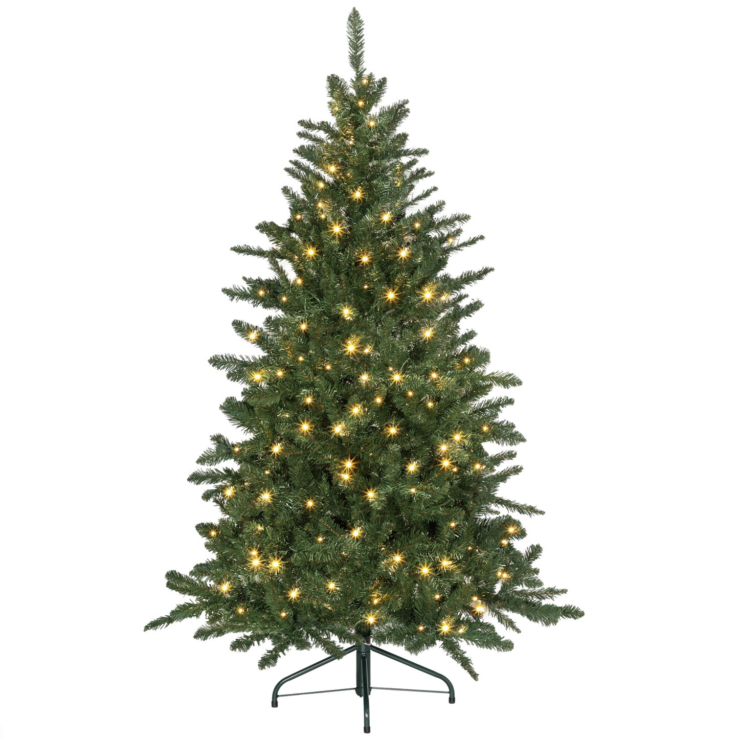 HOMCOM Árvore de Natal 150 cm Árvore de Natal Artificial com 220 Luzes LED 588 Ramos e Suporte de Metal Árvore Natalina para Sala Interior Verde