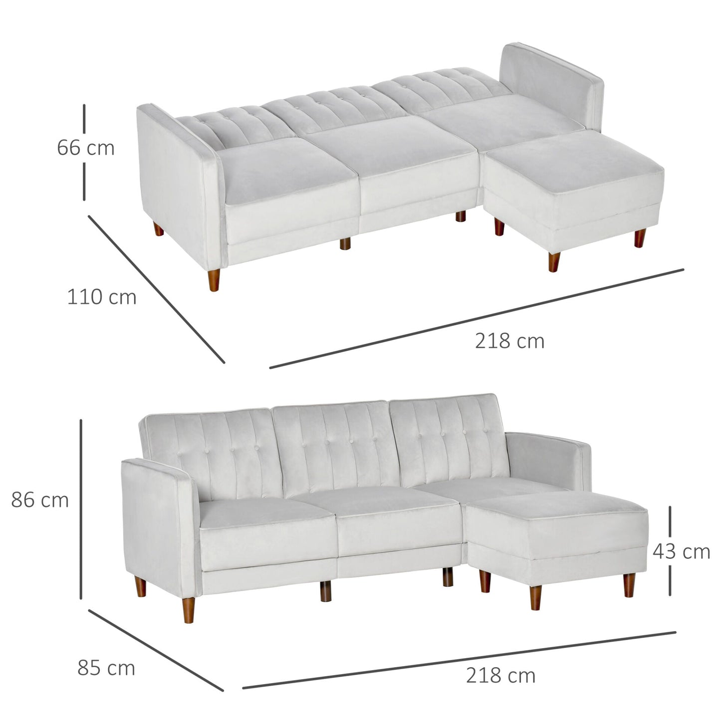 Sofá Cama Chaise Longue Lury - Design Nórdico