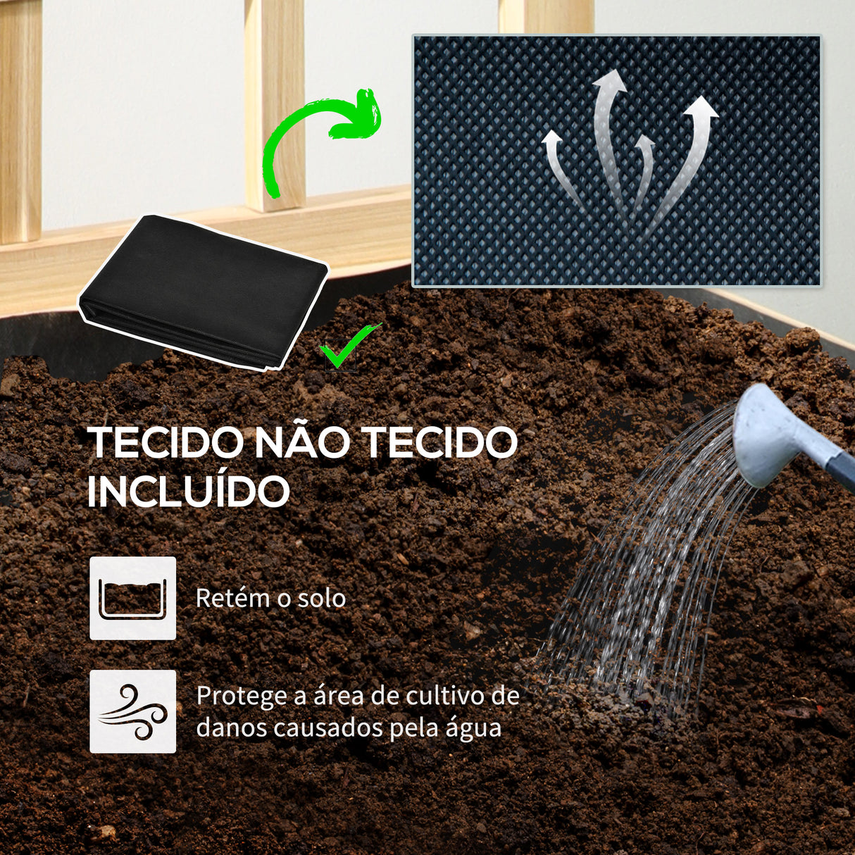 Outsunny Floreira de Madeira com Treliça Floreira com Treliça Tecido não Tecido e 2 Orifícios de Drenagem para Cultivos de Verduras Plantas Flores 60x43x147 cm Madeira