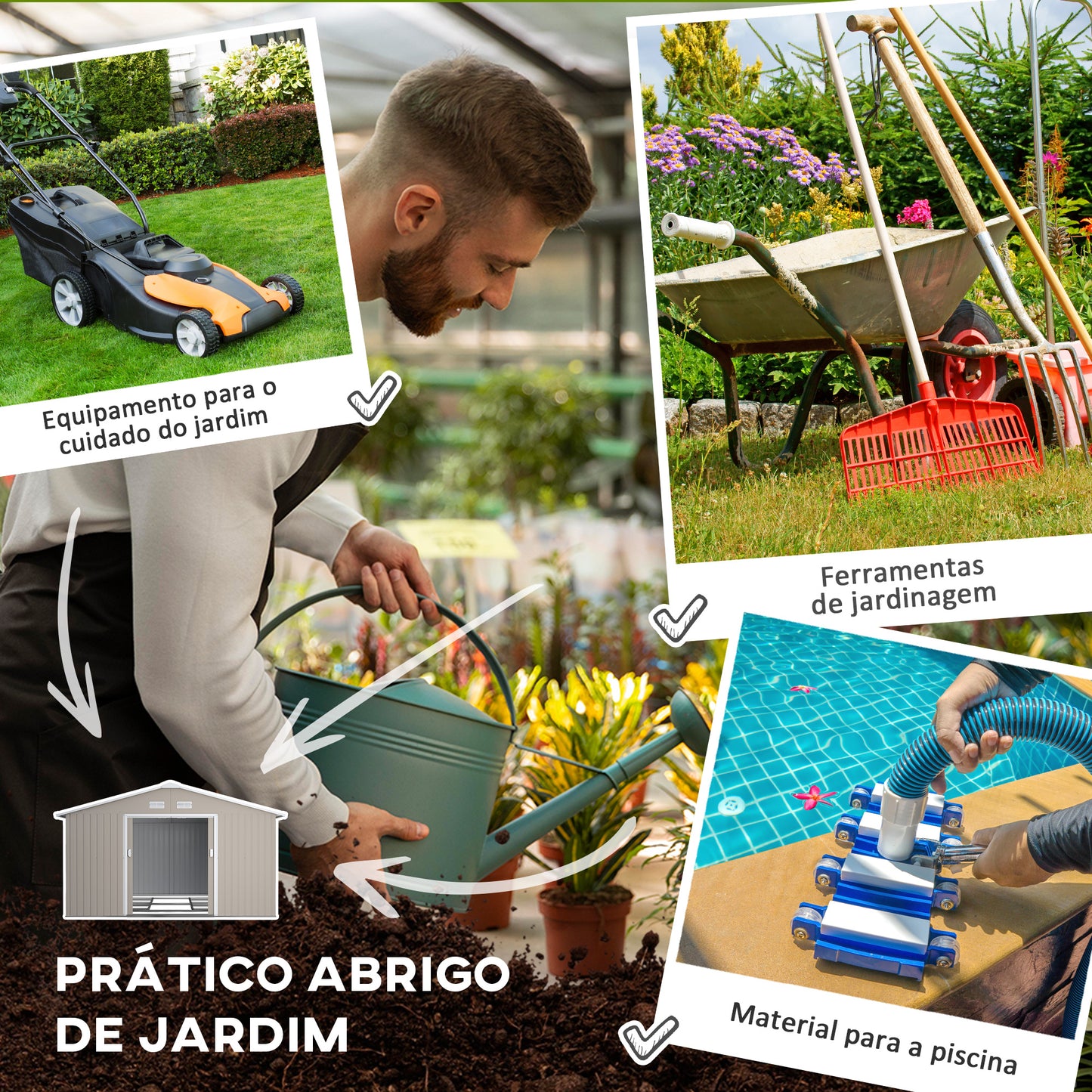 Outsunny Abrigo de Jardim 340x386x200 cm 13,1 m² Abrigo de Exterior de Aço para Armazenamento de Ferramentas com Portas de Correr e Ventilações Cinza Claro