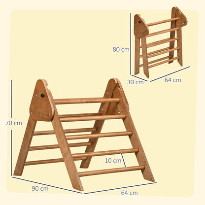 HOMCOM Triângulo de Aprendizagem para Crianças acima de 3 Anos Dobrável Triângulo Pikler de Madeira Ginásio de Jogos Interior Carga 50 kg 90x64x70 cm Madeira