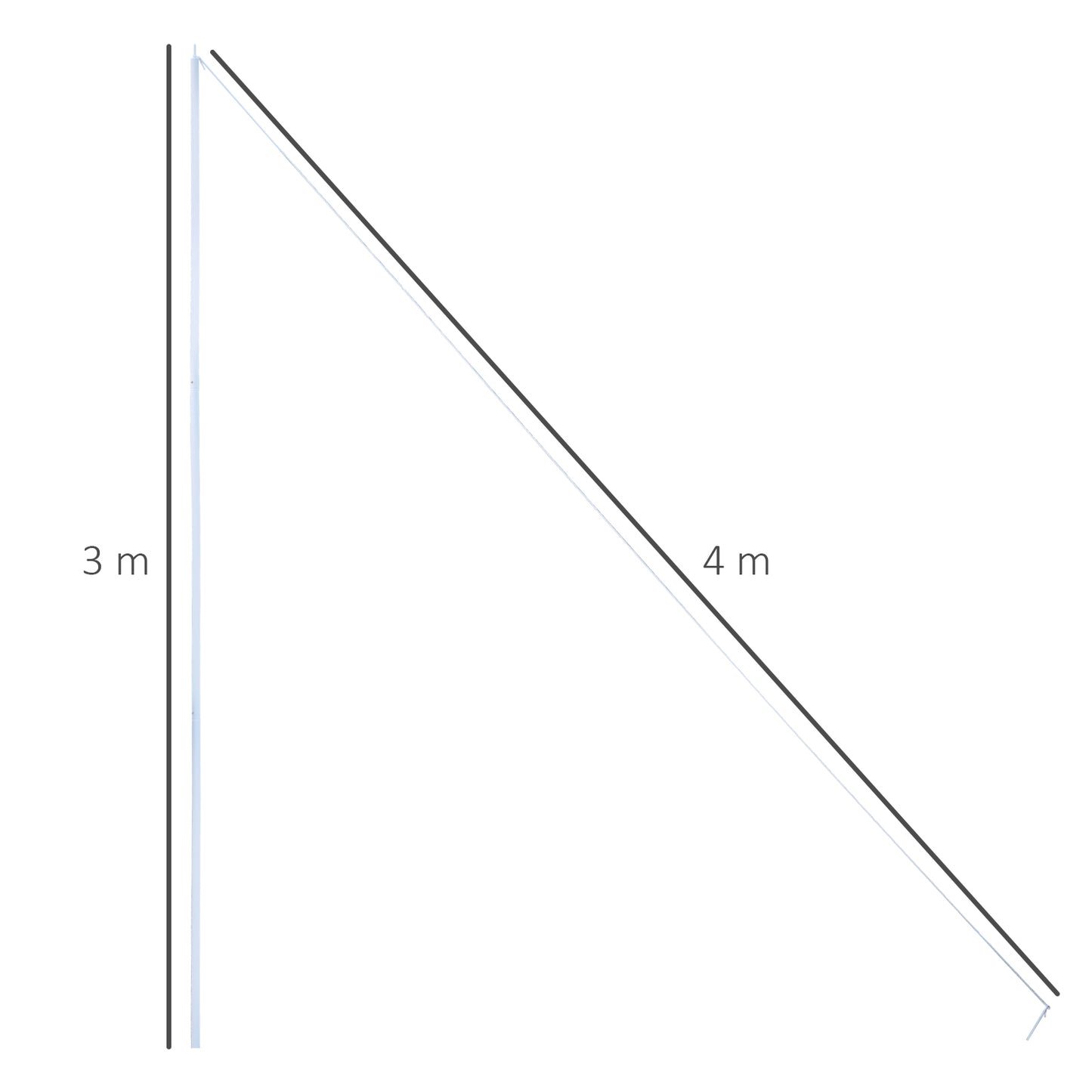 Outsunny Barra de Apoio para Tendas e Abrigos de Campismo Barra para Tenda de Campismo Fácil de Montar Ø25mmx3m Branco