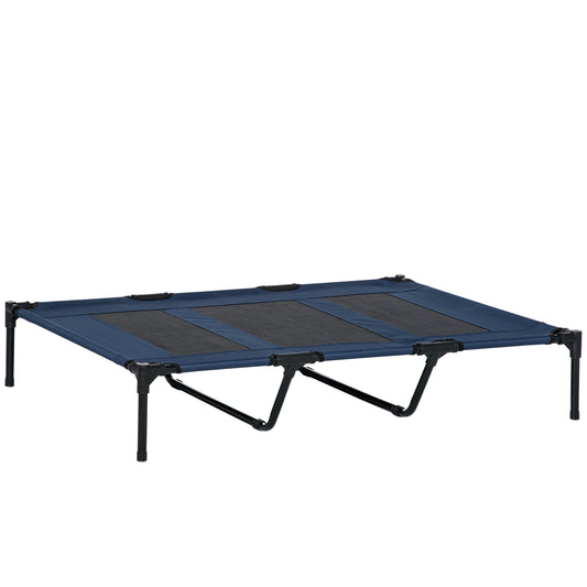 PawHut Cama para Animais de Estimação Cama Elevada para Cães Gatos com Tecido Transpirável para Dormir Relaxar Exterior Jardim Terraço 122x91x23cm Azul