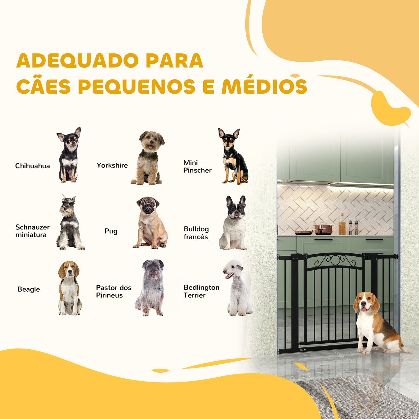 PawHut Barreira de Segurança para Cães Extensível 76-102 cm Barreira para Animais de Estimação Barreira para Cães com 2 Extensões Duplo Bloqueio para Escada Porta Preto