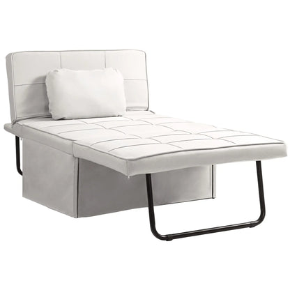 Sofá-Cama "Açores" 3 em 1 - Branco Gelo - 95x179x78 cm - Linho e Metal - Design Moderno