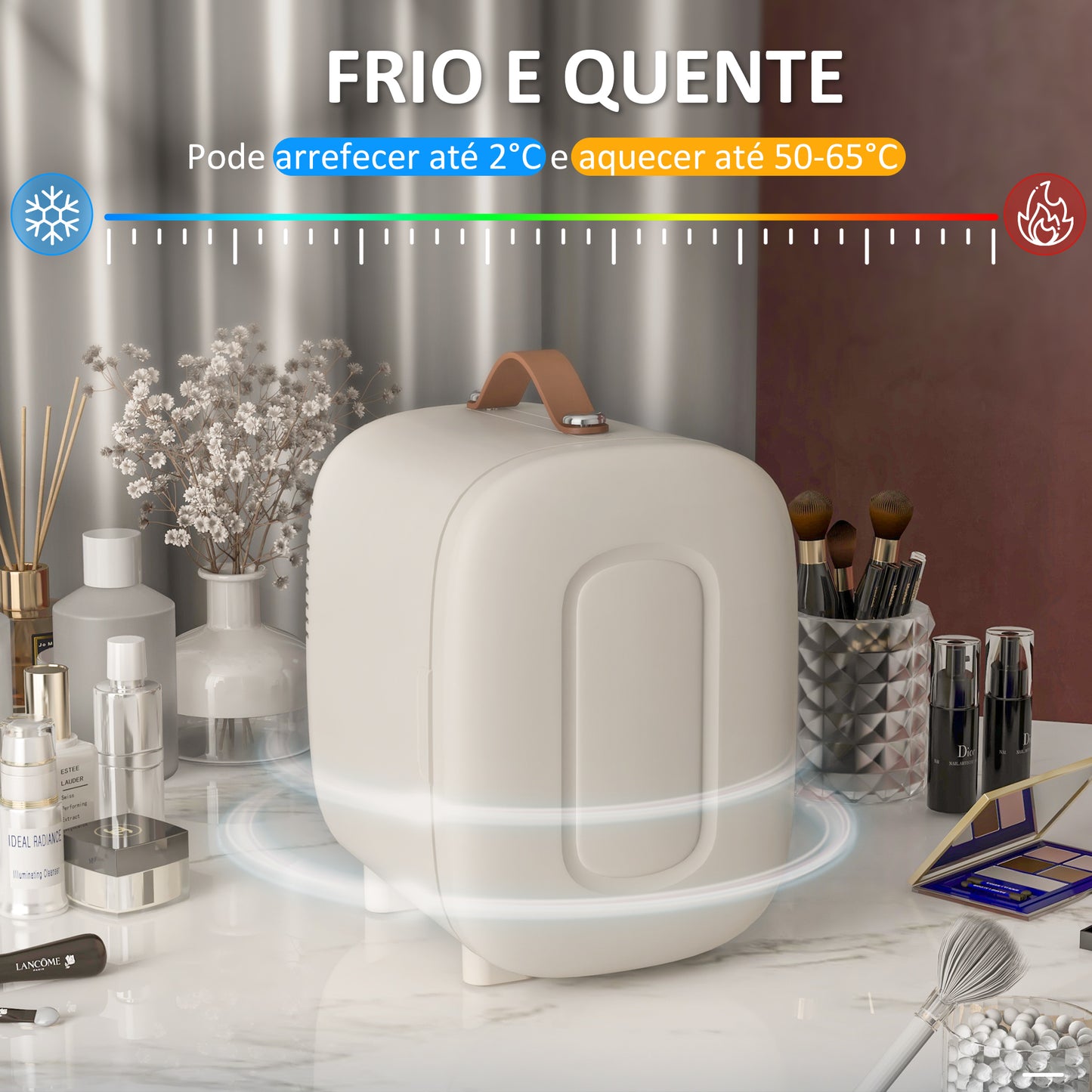 HOMCOM Frigorífico de Cosméticos 4L Frigorífico Pequeno 9V/240V para Arrefecer e Aquecer Mini Frigorífico para Beleza Maquilhagem Bebidas 20,3x26,3x28 cm Creme