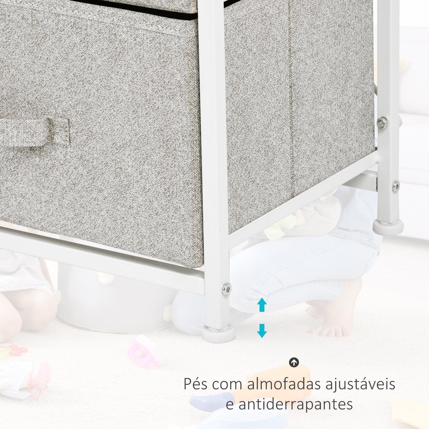 HOMCOM Organizador de Cômoda com 4 Gavetas Mesa de cabeceira para quarto Sala de estar Armário com gavetas 45x30x92cm