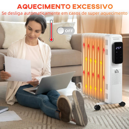 Aquecedor a Óleo 1830/2180W com 3 Modos de Aquecimento