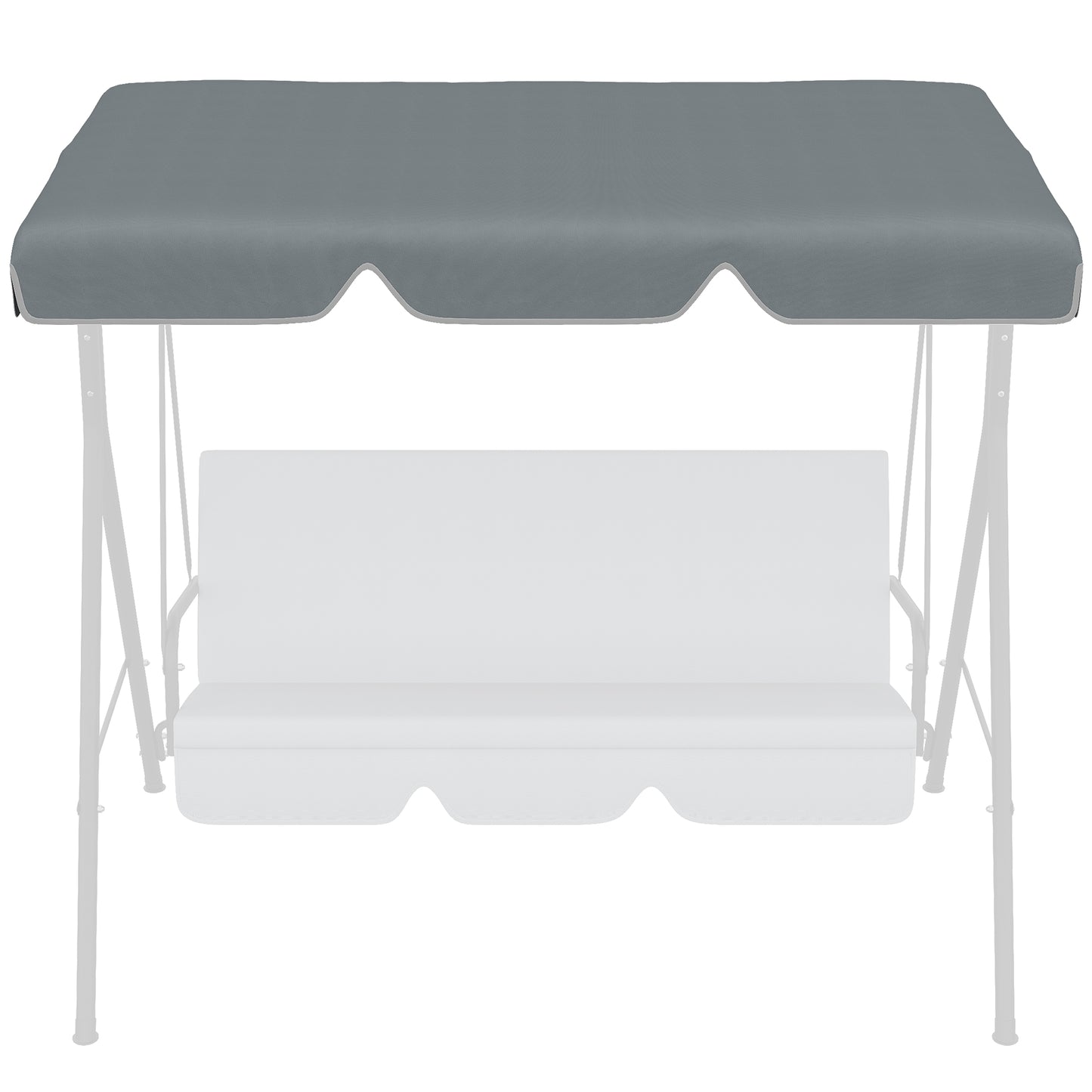 Outsunny Toldo de Substituição para Baloiço de 2 Lugares Cobertura de Substituição para Baloiço com Proteção UV50+ para Jardim Varanda Pátio 192x144 cm Cinza Escuro