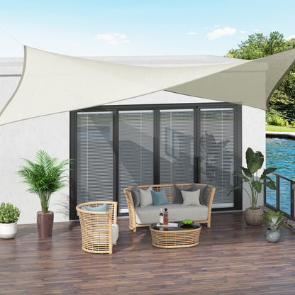 Outsunny Vela de Sombra Quadrado 3x3 m Toldo Vela de Poliéster com Proteção UV Aneis em Forma de D e Cordas para Jardim Pátio Piscina Creme