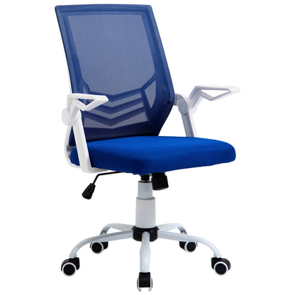 Vinsetto Cadeira de Escritório Ergonômica Cadeira de Escritório Giratória com Altura Ajustável Apoio para os Braços Dobrável Suporte Lombar e Encosto Transpirável 62,5x55x94-104cm Azul