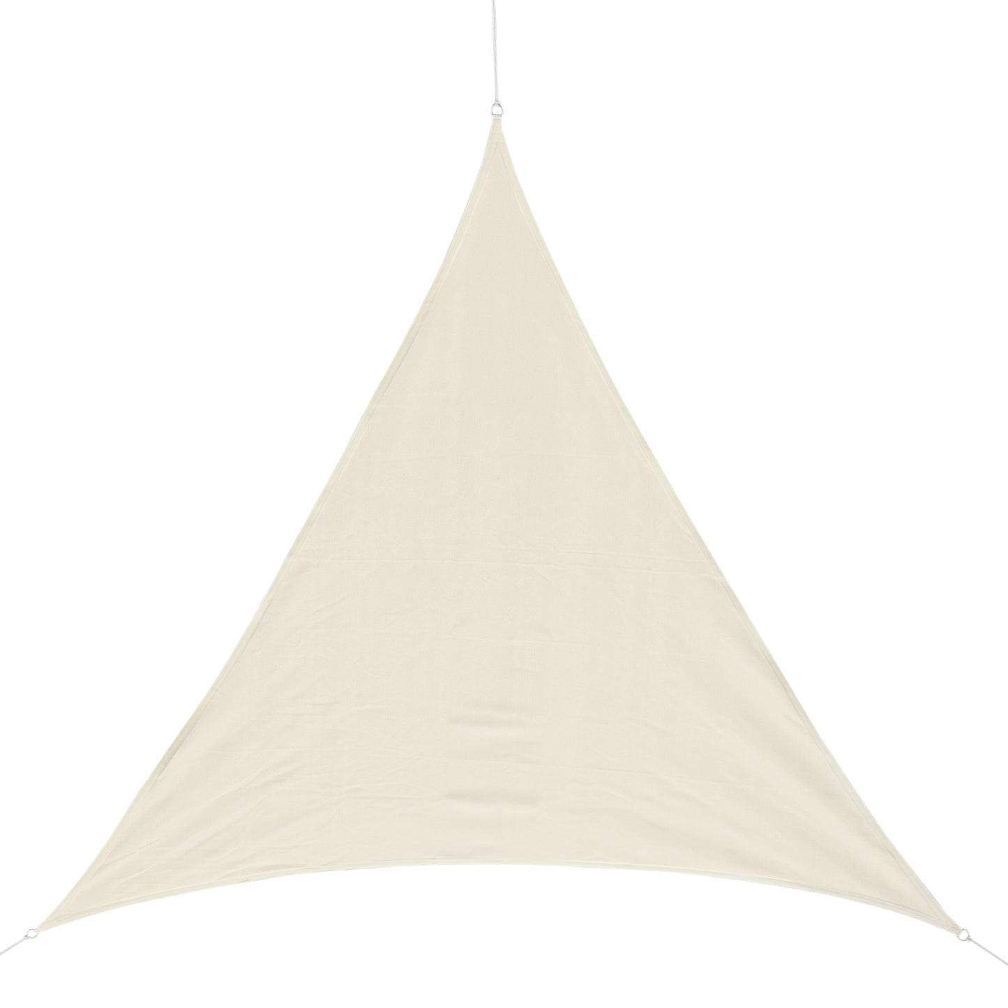 Outsunny Vela de Sombra Triangular 4x4x4 m Toldo Vela de HDPE com Proteção UV Aneis em Forma de D e Cordas para Jardim Pátio Piscina Creme