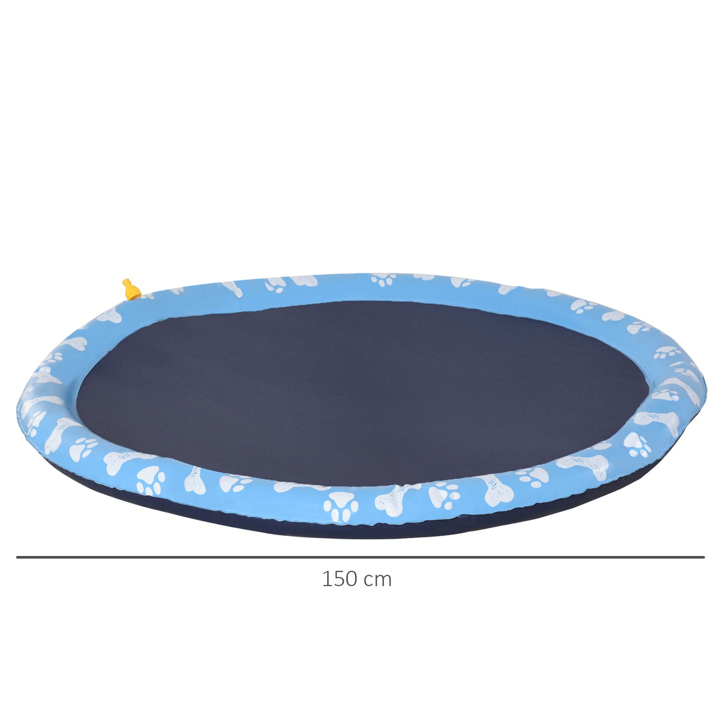 PawHut Splash Pad Tapete Aquático com Pulverizador Ø150 cm Tapete Anti-Respingos Piscina Portátil para Cães Azul