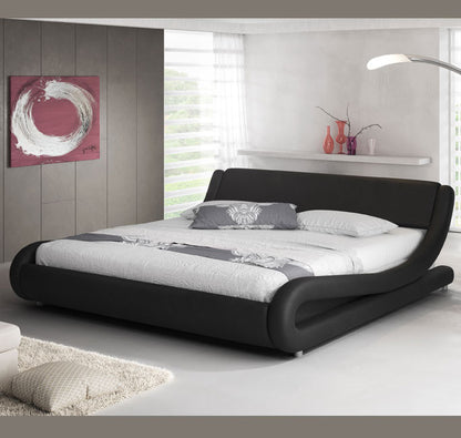 Estrutura de Cama Wolf em Couro Artificial 160x200cm - Preto - Design Moderno