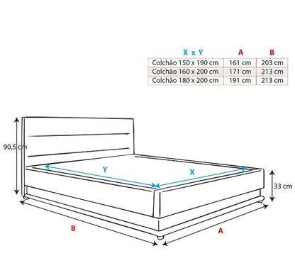 Cama de matrimonio canapé Naomi en color blanco con colchón (160x200cm)