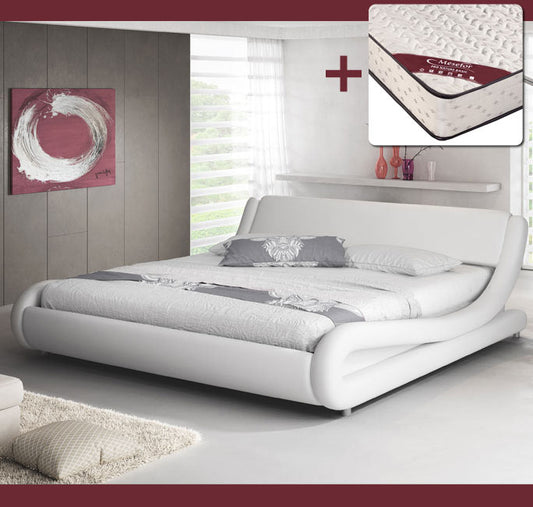 Cama Piccione color blanco (120x190cm) con colchón Texas