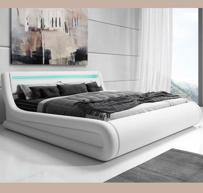 Cama de matrimonio con canapé Riana en color blanco (150x190cm)