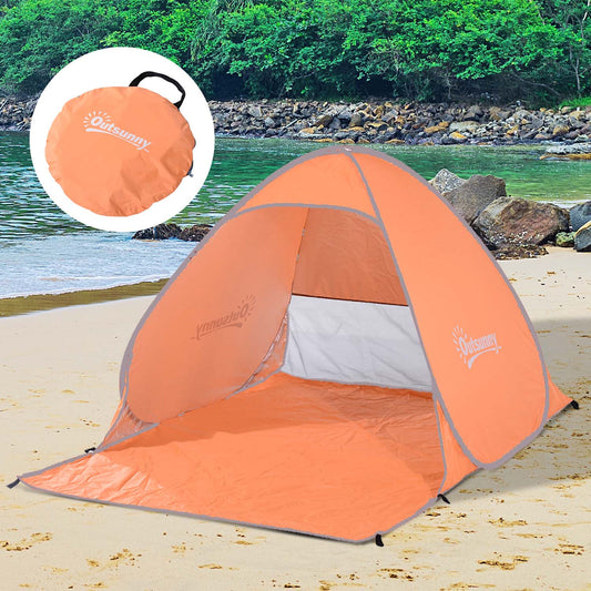 Outsunny Tenda Pop-up Instantâneo e Portátil com Janelas Protetoras para Piquenique, Praia e Camping com Proteção UV Laranja