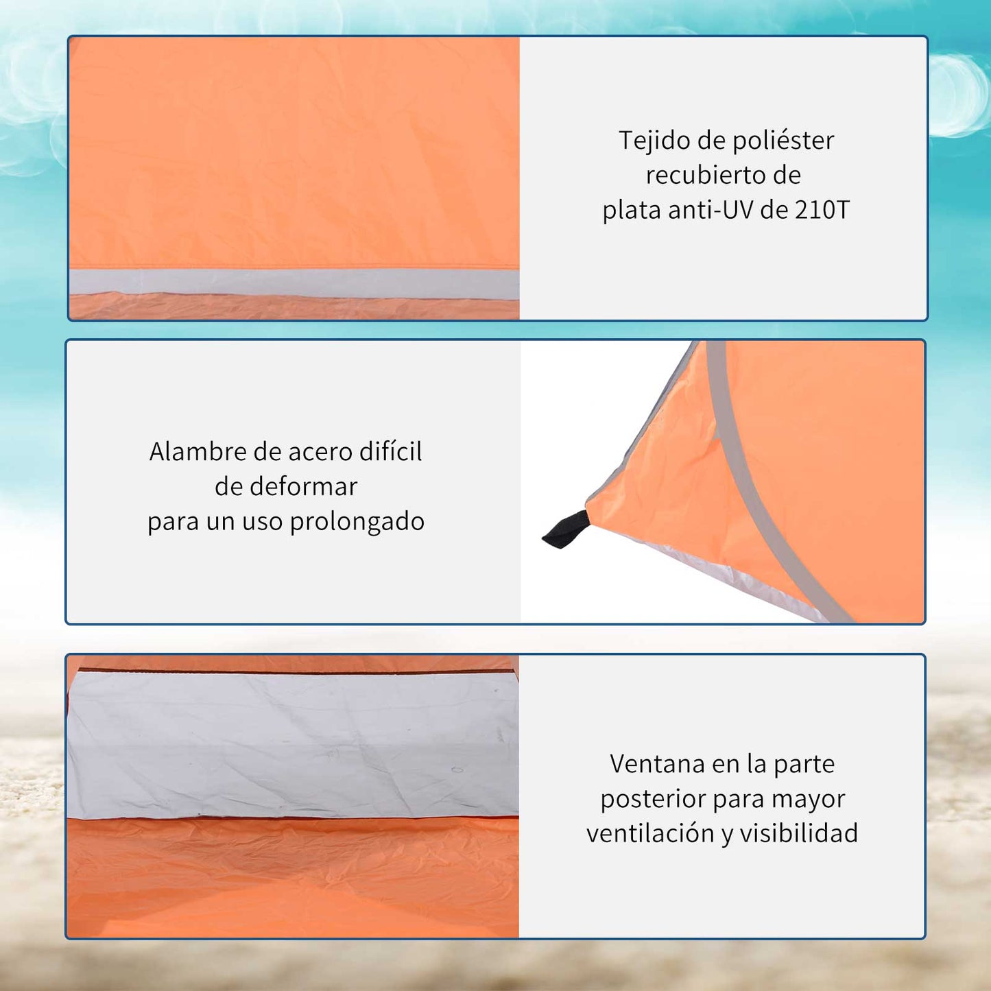 Outsunny Tenda Pop-up Instantâneo e Portátil com Janelas Protetoras para Piquenique, Praia e Camping com Proteção UV Laranja