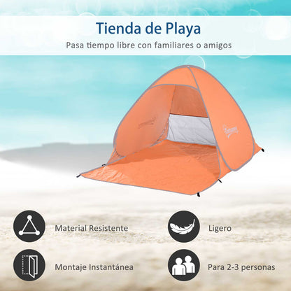 Outsunny Tenda Pop-up Instantâneo e Portátil com Janelas Protetoras para Piquenique, Praia e Camping com Proteção UV Laranja