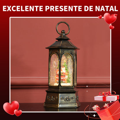 Bola de Neve Farol de Neve com Música e Luzes Globo de Neve com Pai Natal Purpurina Decoração de Natal Bronze