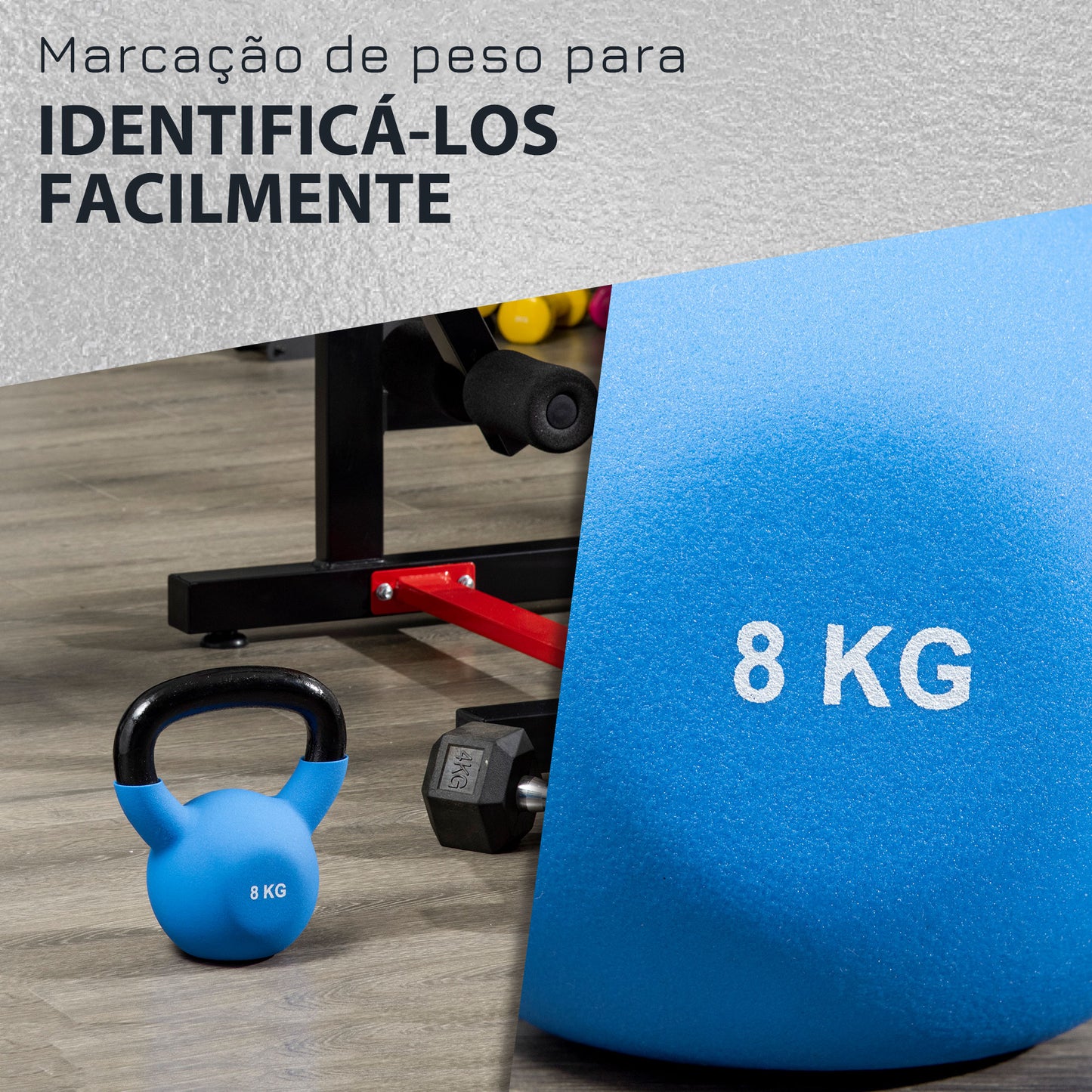 HOMCOM Kettlebell de 8kg de Ferro Fundido Haltere Kettlebell com Revestimento de Neoprene para Treinamento de Força Casa Ginásio 18x11x20cm Azul