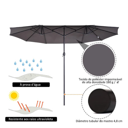 Guarda Sol Duplo de 4,6m com Manivela - Cinza